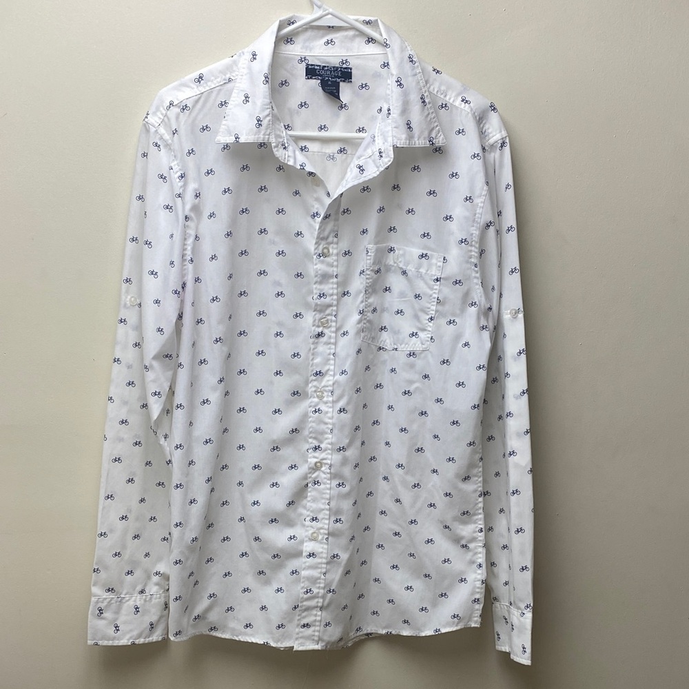 Stylish White Patterned Men's Shirt